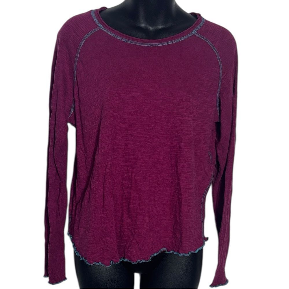 Natural life women’s Lilly large long sleeve cotton tee purple